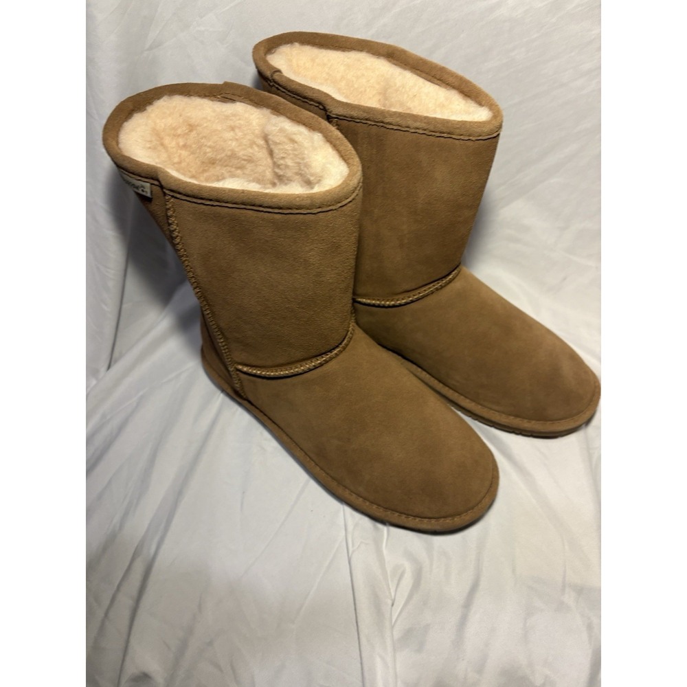 BEARPAW MID-CALF SHEEPSKIN LINED BROWN SUEDE WOMEN'S BOOTS US 11 EU 42